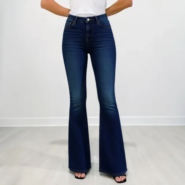 Gold Embroidered Horse Flare Jeans High Waisted Dark Wash Retro Western Cowgirl Chic Festival Ready Must Have Denim Pants Size8 - Shop at LoveMi