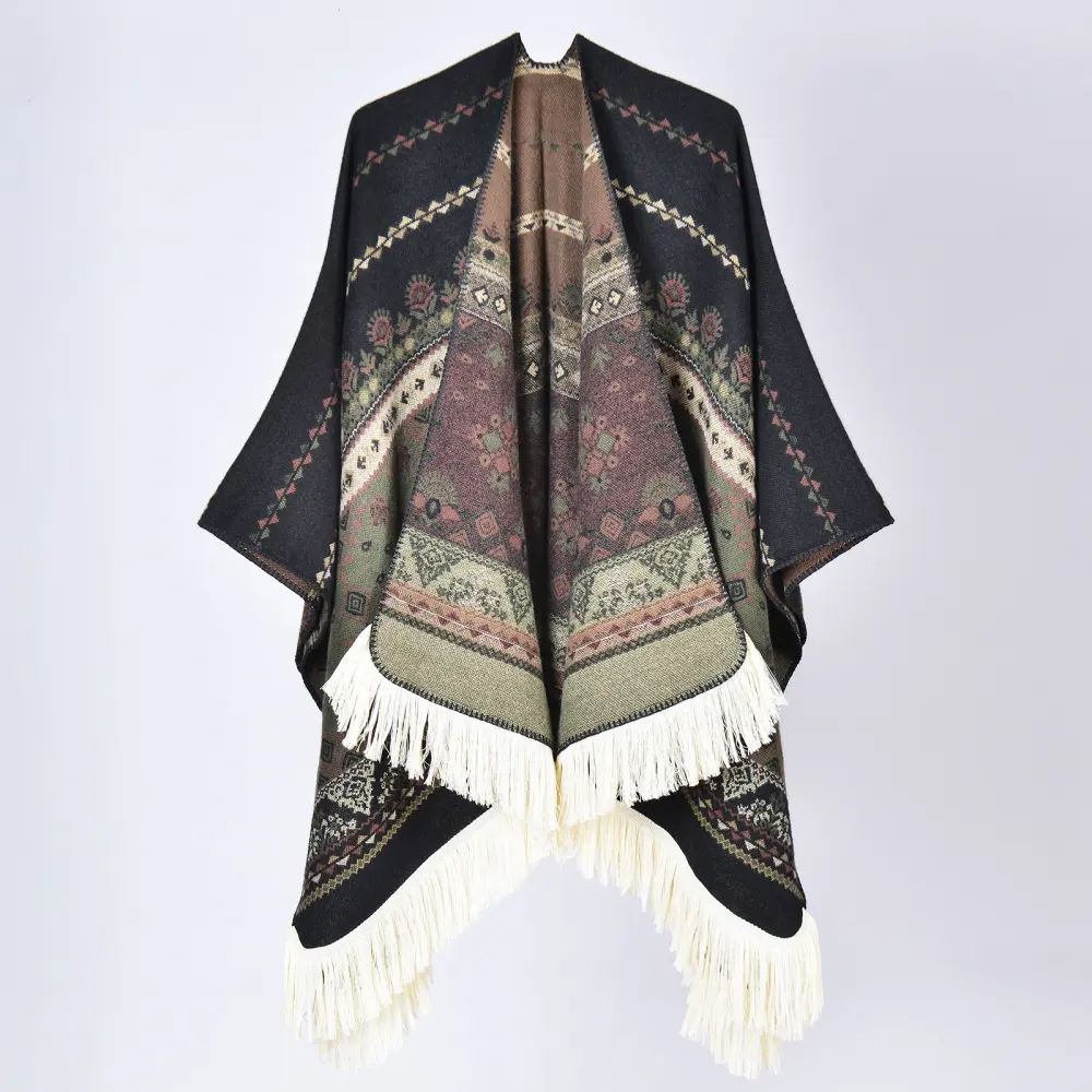 Women's Geometric Travel Photo Poncho