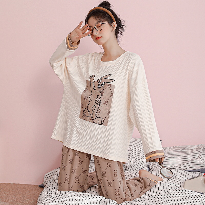 Title 25, Pajamas Ladies Long-sleeved Cotton Cartoon Suit...