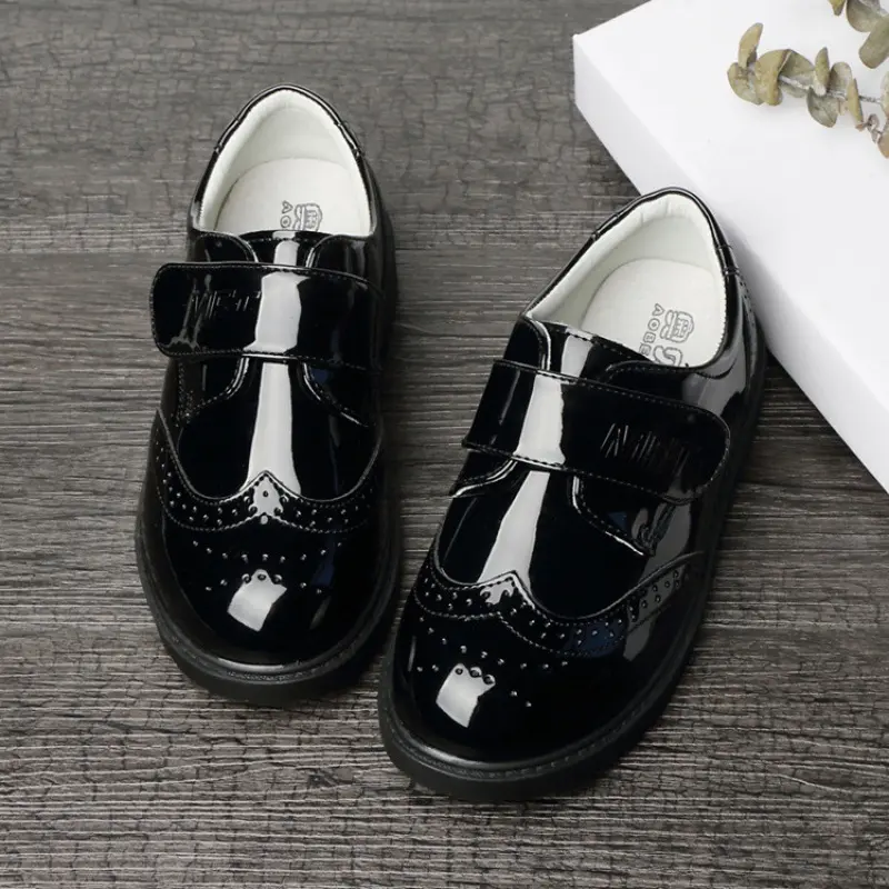 Boys Leather Shoes Student Campus Black British
