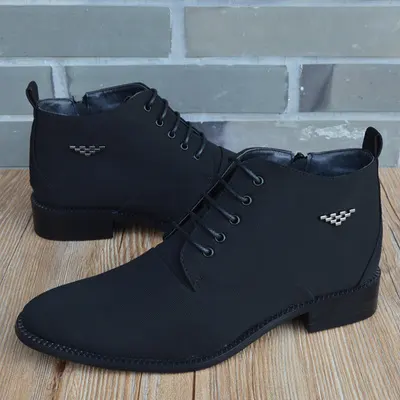 Fashion Business Casual Leather Shoes Men's Pointed Toe Short