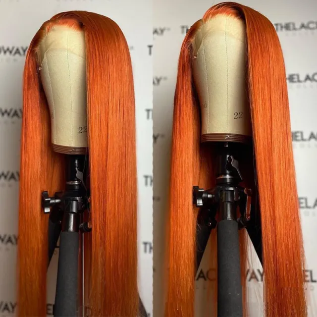 Split Orange Long Straight Chemical Fiber Lace Free Wig Orange - Shop at LoveMi
