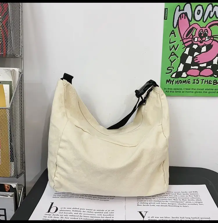Solid Color Canvas Shoulder Crossbody Bag