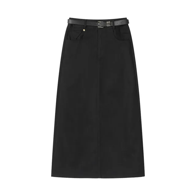 Vintage Denim A line High Waisted Slim Skirt Black - Shop at LoveMi
