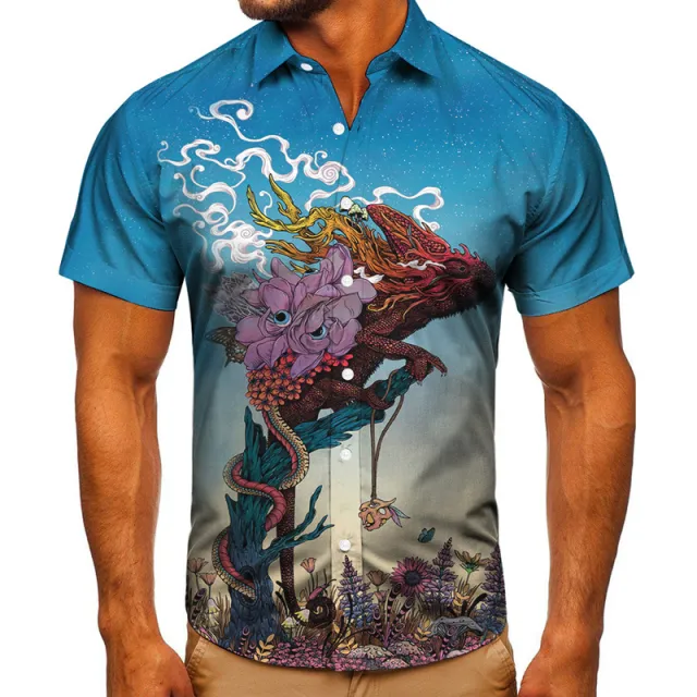 Short sleeved Shirt Animal 3D Digital Printing Shirt Men's Top Shirt Tta21100Cs 3Xl - Shop at LoveMi