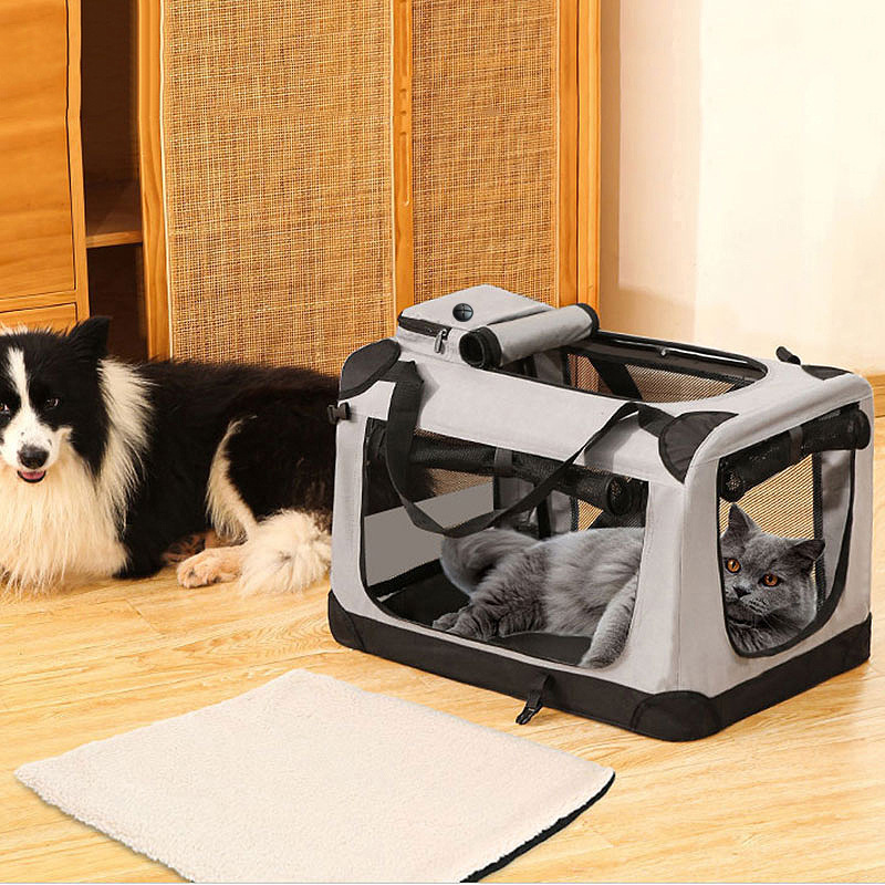 3-Door Folding Soft Dog Crate With Carrying Bag And Fleece Bed , Indoor & Outdoor Pet Home — foto 12