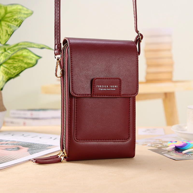 Female Small Messenger Cute Touch Screen Mobile Phone Bag Red - Shop at LoveMi