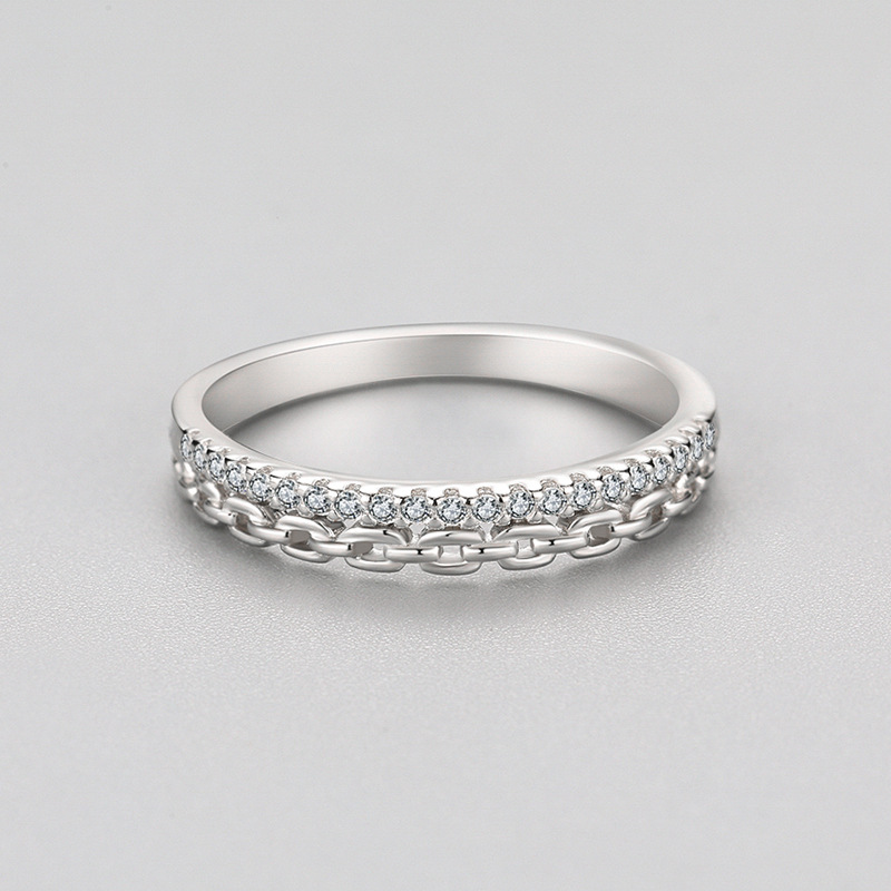 S925 Silver Light Luxury Chain Diamond Ring