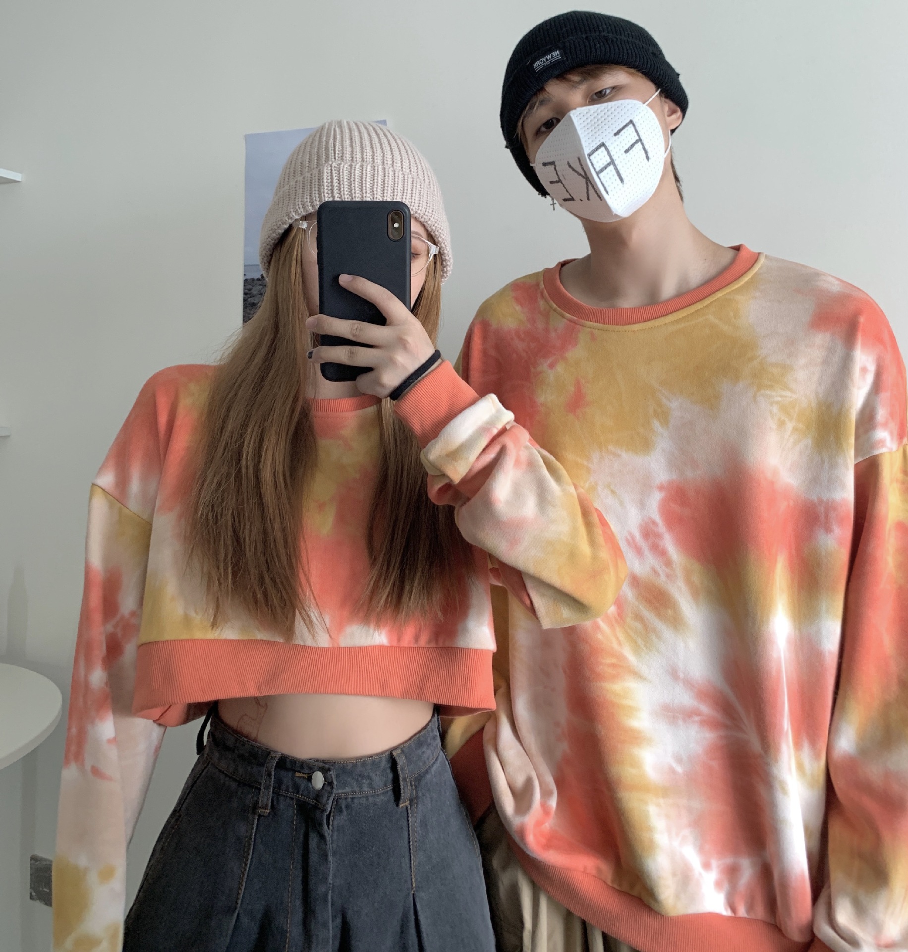 Title 5, Tie-dye Couple Girlfriends Dress Sweater Female...