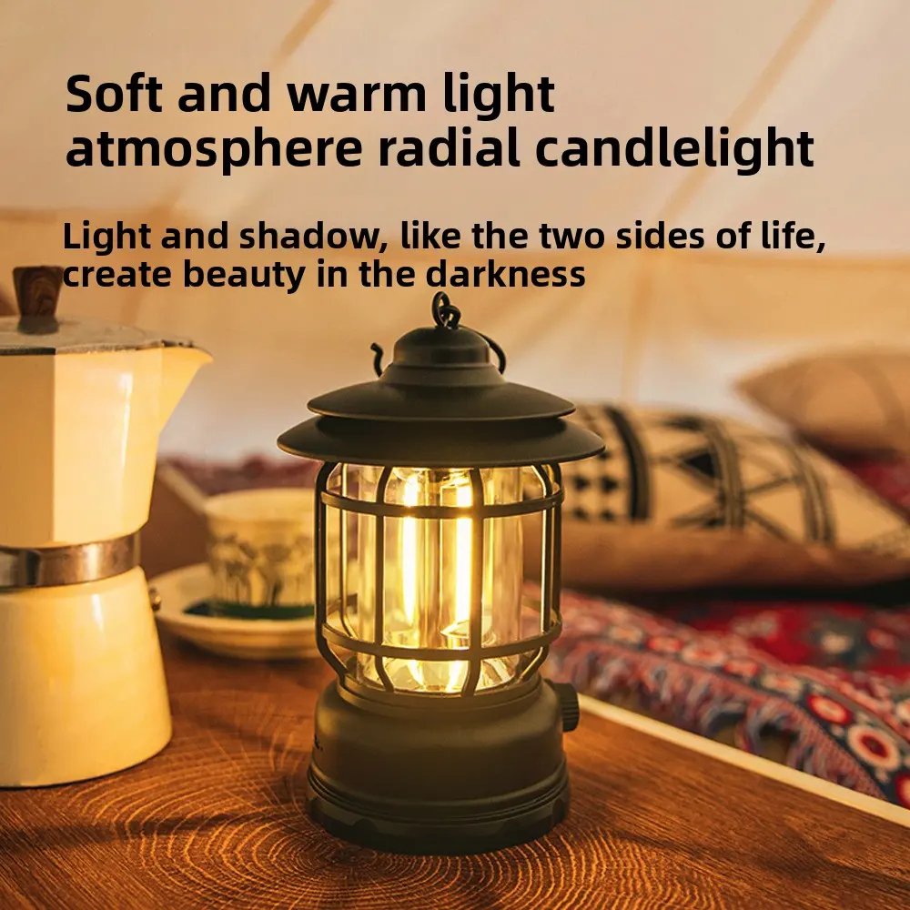 Camping Light, Ambient Flame Lamp, Tent Retro