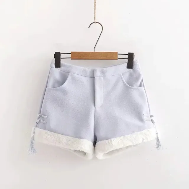 Embroidered Retro Disc Button Hoodie Woolen Shorts Suit Pants - Shop at LoveMi