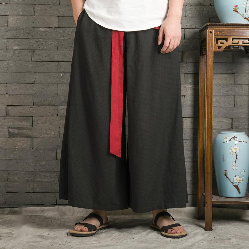 Cotton And Linen Men's Cropped Trousers
