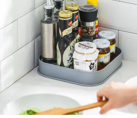 Multifunctional Rotating Shelving Condiment Storage Box