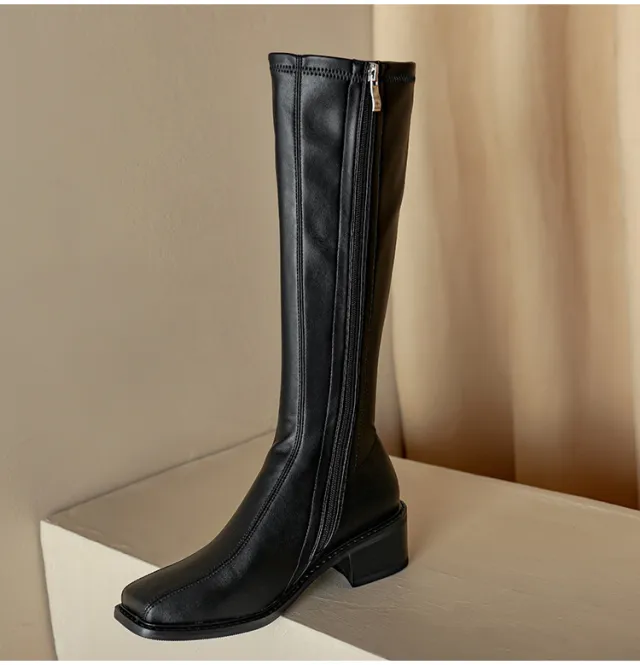 Women New Boots But Knee Side Zipper Black - Shop at LoveMi