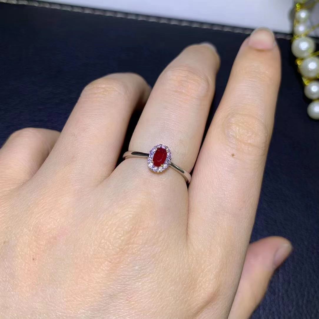 Title 4, Natural Pigeon Blood Ruby Ring in 925 Silver, a...