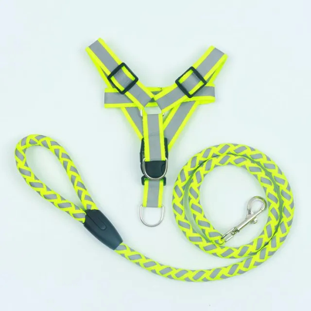 Reflective Nylon Braided Pet Leash Harness Set Green - Shop at LoveMi