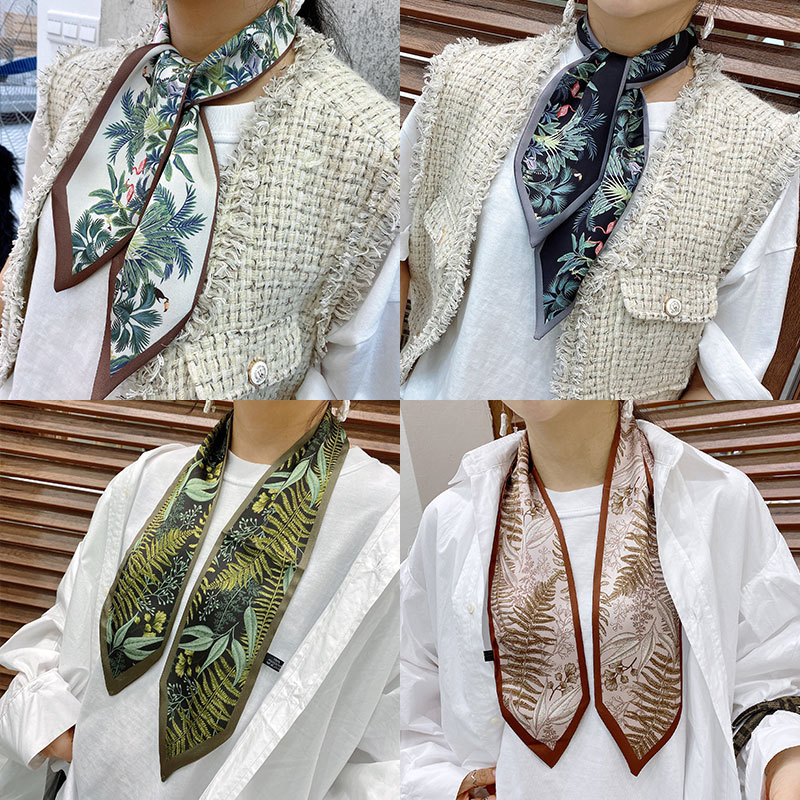 Ins Silk Scarf Female Korean Version Of Wild  Corner Decoration Small Scarf Narrow Spring And Autumn Long Strip Small Scarf Small Students