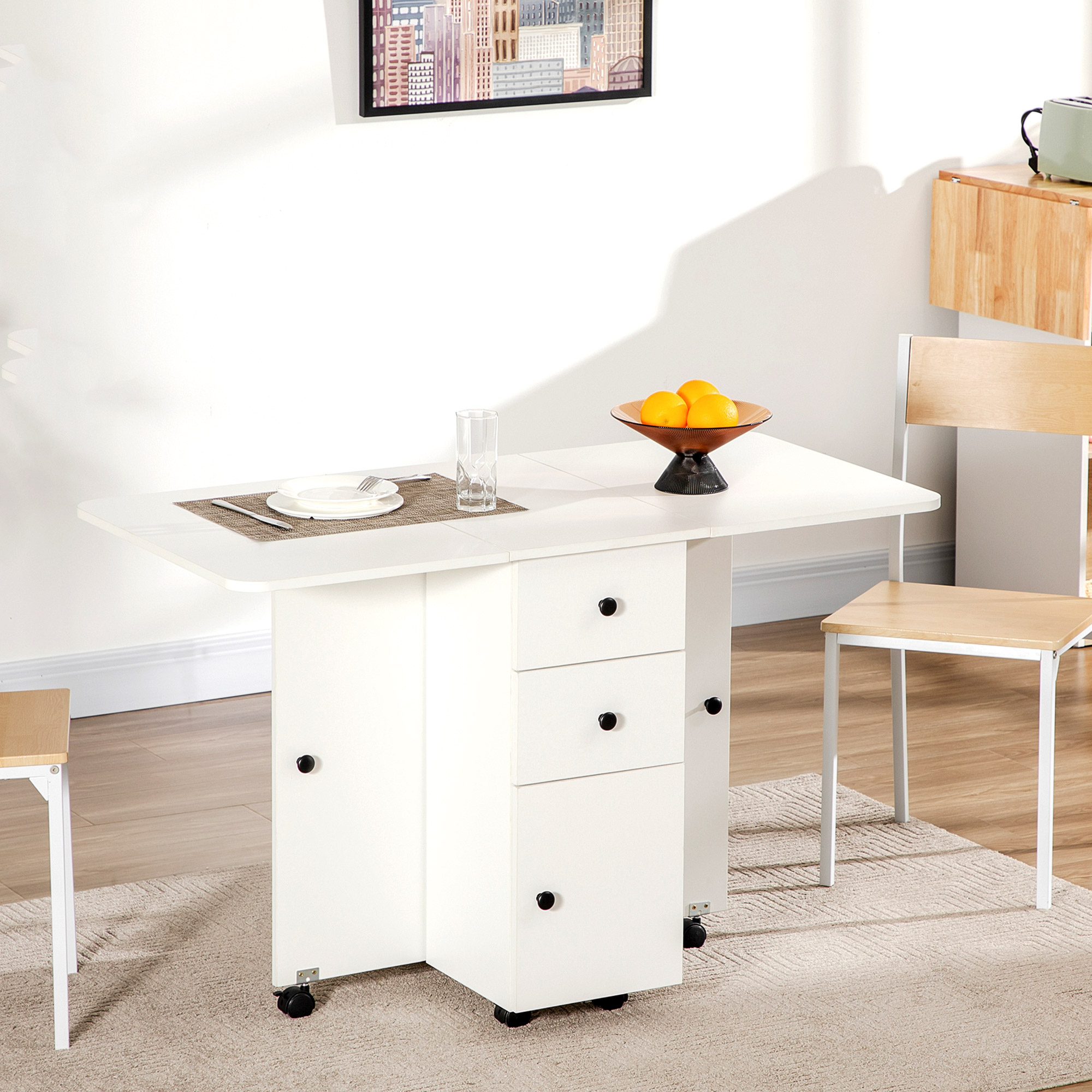 Storage Six Person Folding Dining Table - White — image 9
