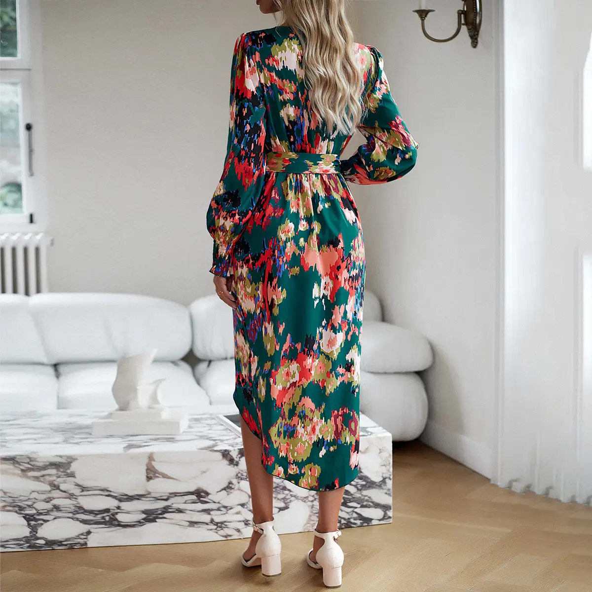 Women's Printed Elegant V-neck Dress