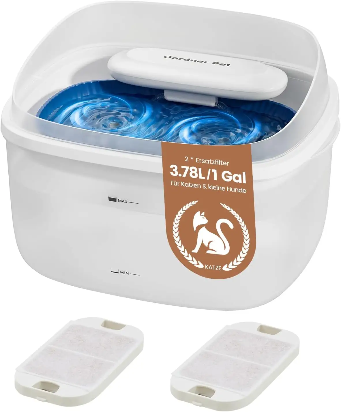 3.78L Pet Water Fountain Dual Dome Cat