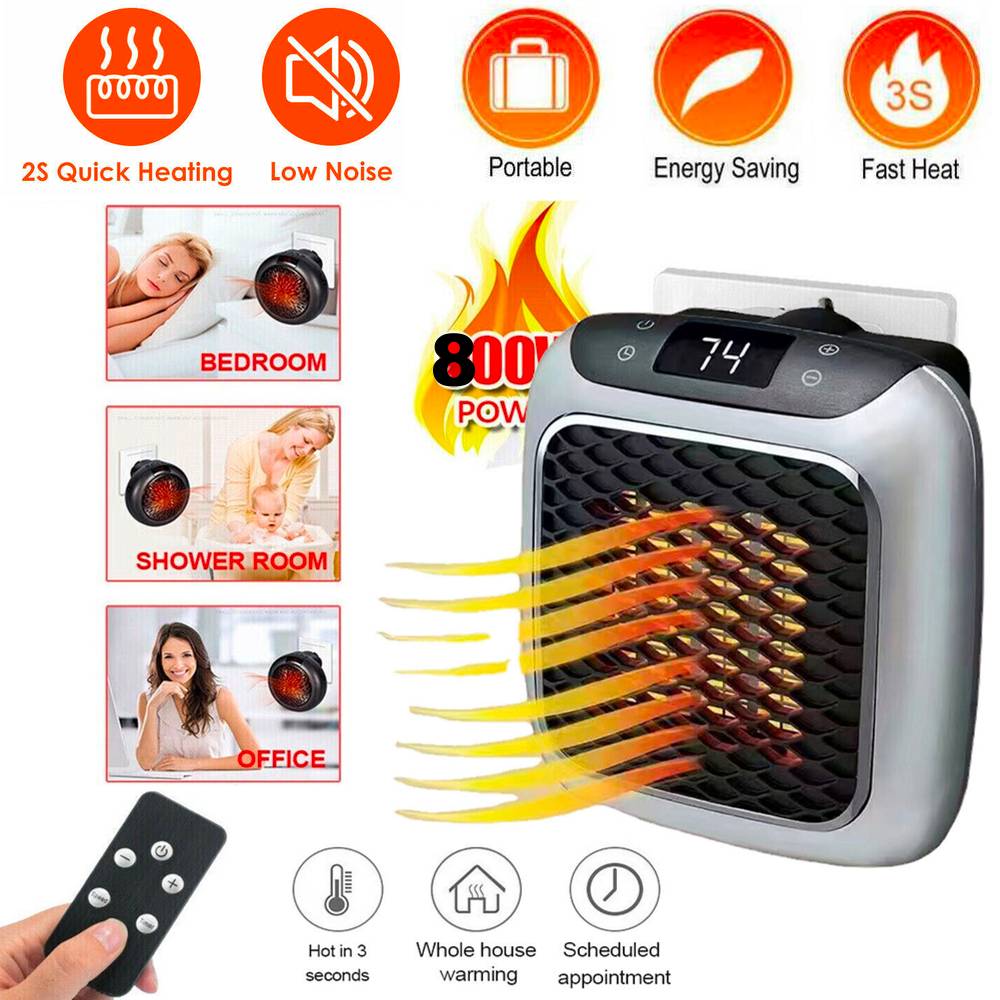 Wall Plug In Heater Fan Ceramic Space Low Energy 3S Fast Heating -Remote — image 6