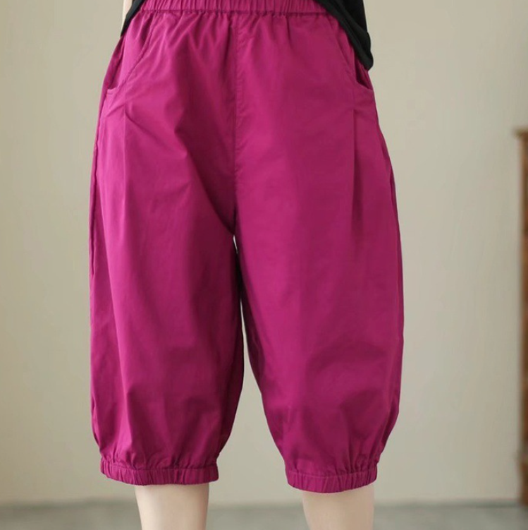 Title 3, Damen Candy Color Baumwolle Freizeithose Croppe...