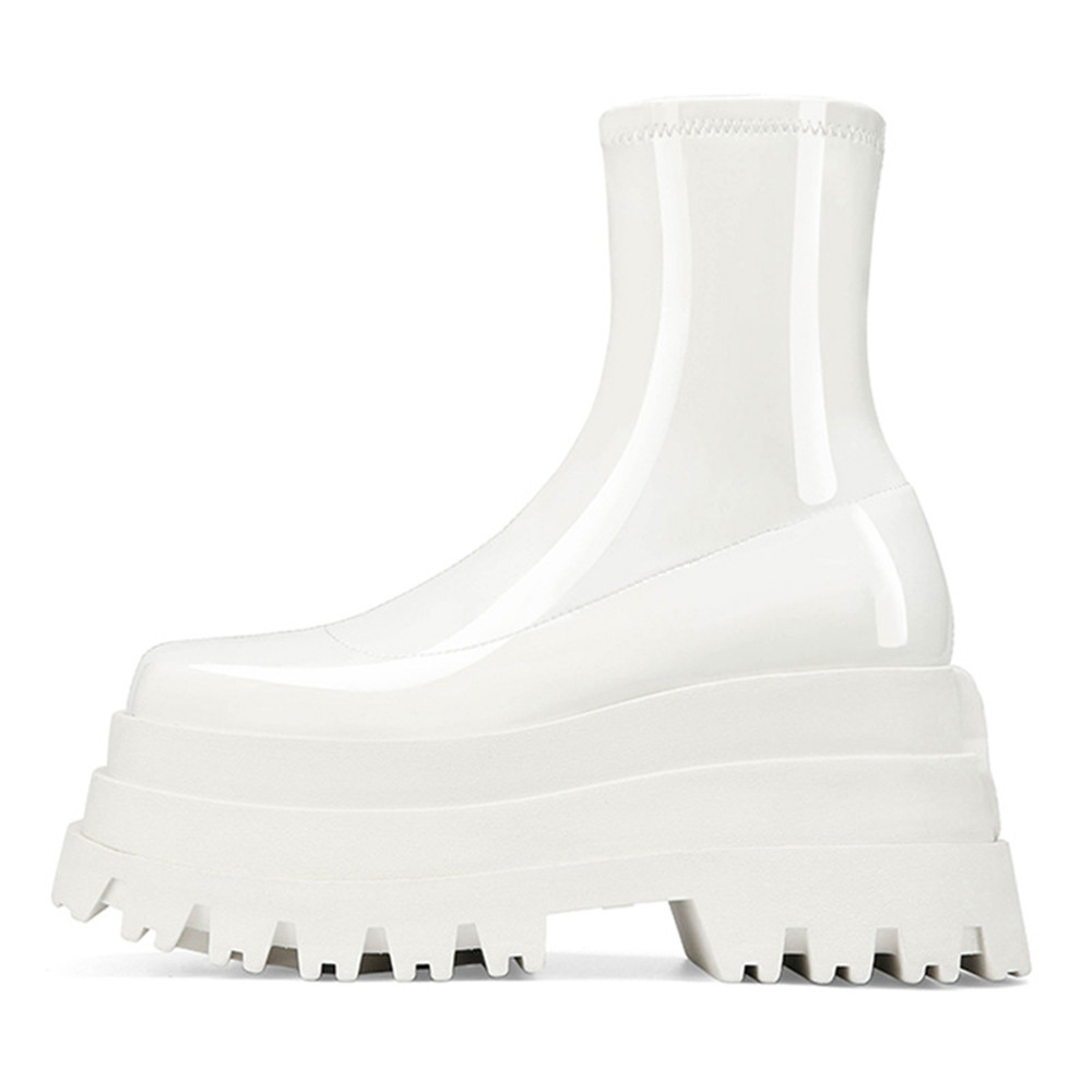 Thick-soled Muffin Heel Martin Boots Waterproof Platform Patent Leather