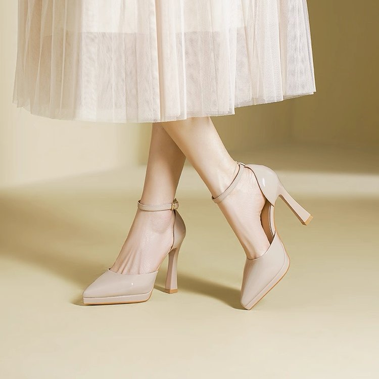 Women's Peep Toe Platform Sandals, Medium Block Heel, One-Strap Design, Summer New Style, Black Sexy Elegant Single Shoes