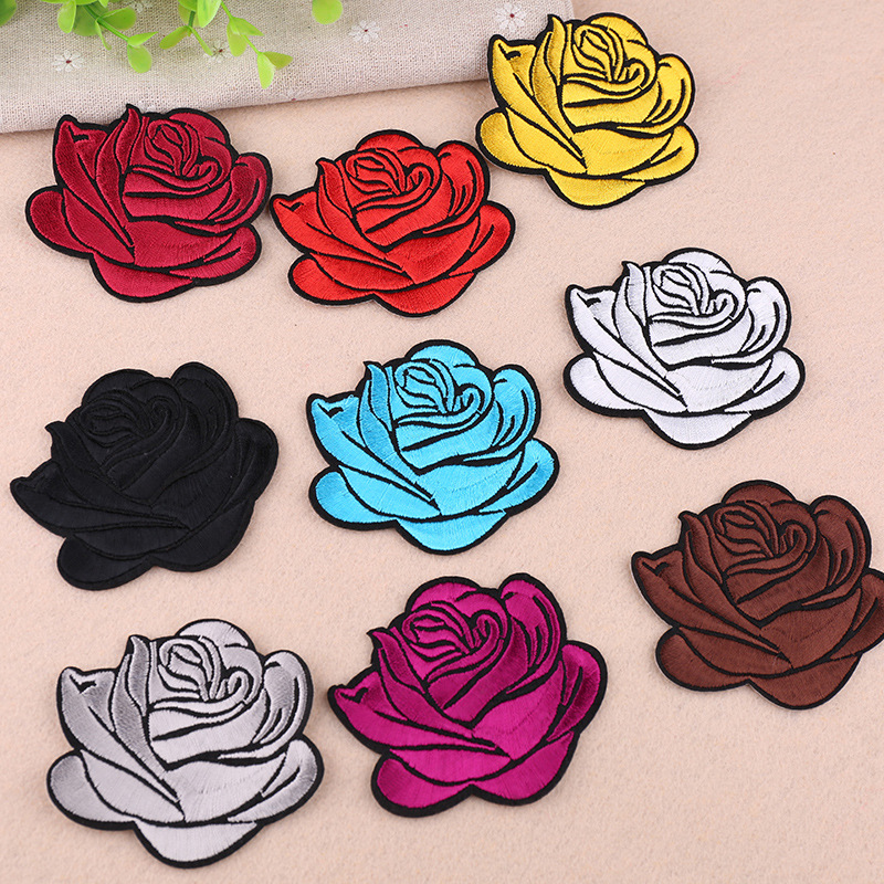 Title 10, Rose flower embroidered cloth sticker, perfect ...