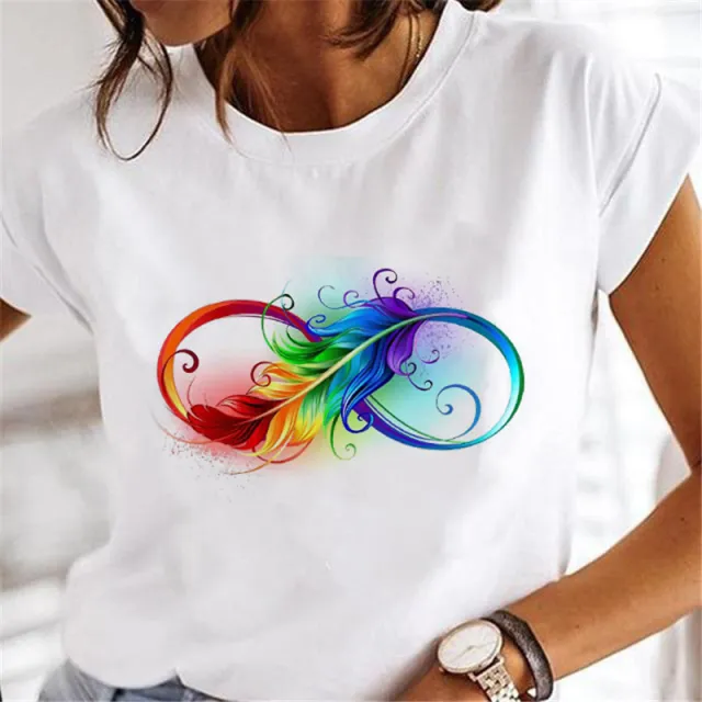 Street Personalized Feather Versatile T shirt 2 Style - Shop at LoveMi