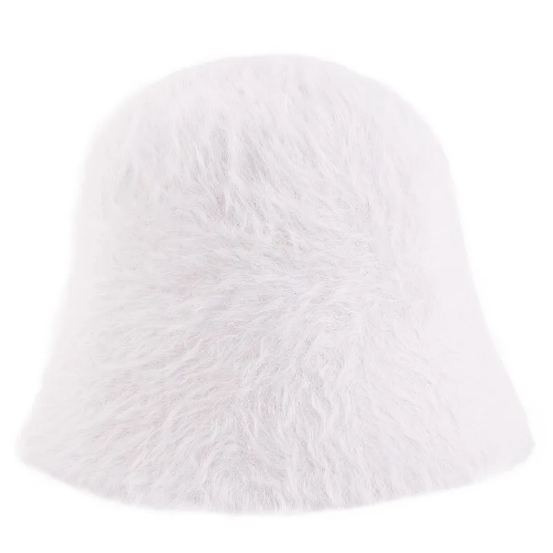 Cute Fluffy Rabbit Hair Fisherman Hat - Grey