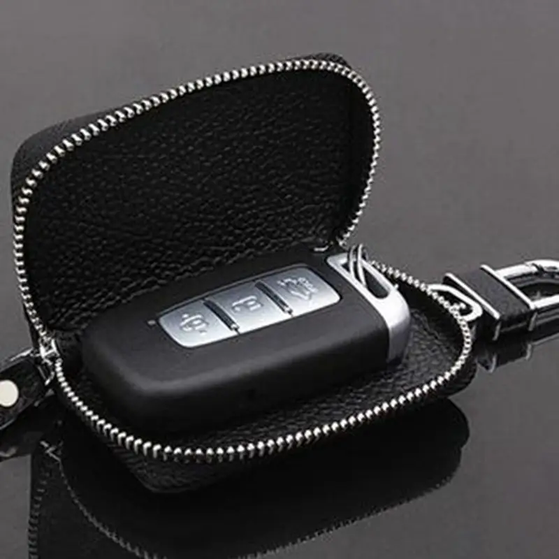 Car Litchi Grain First Layer Leather Key Case