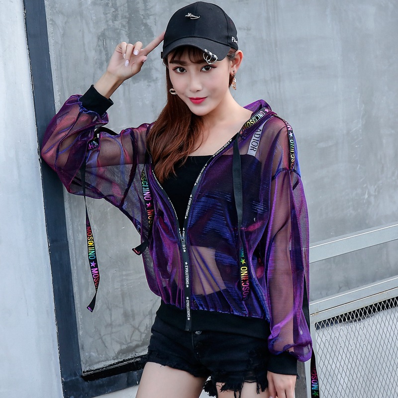 Ladies Loose Ribbon Thin Baseball Short Jacket