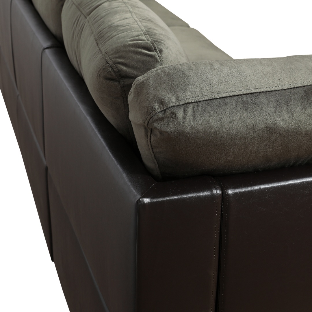 Taupe Flannel And PVC 3-Piece Couch Living Room Sofa Set