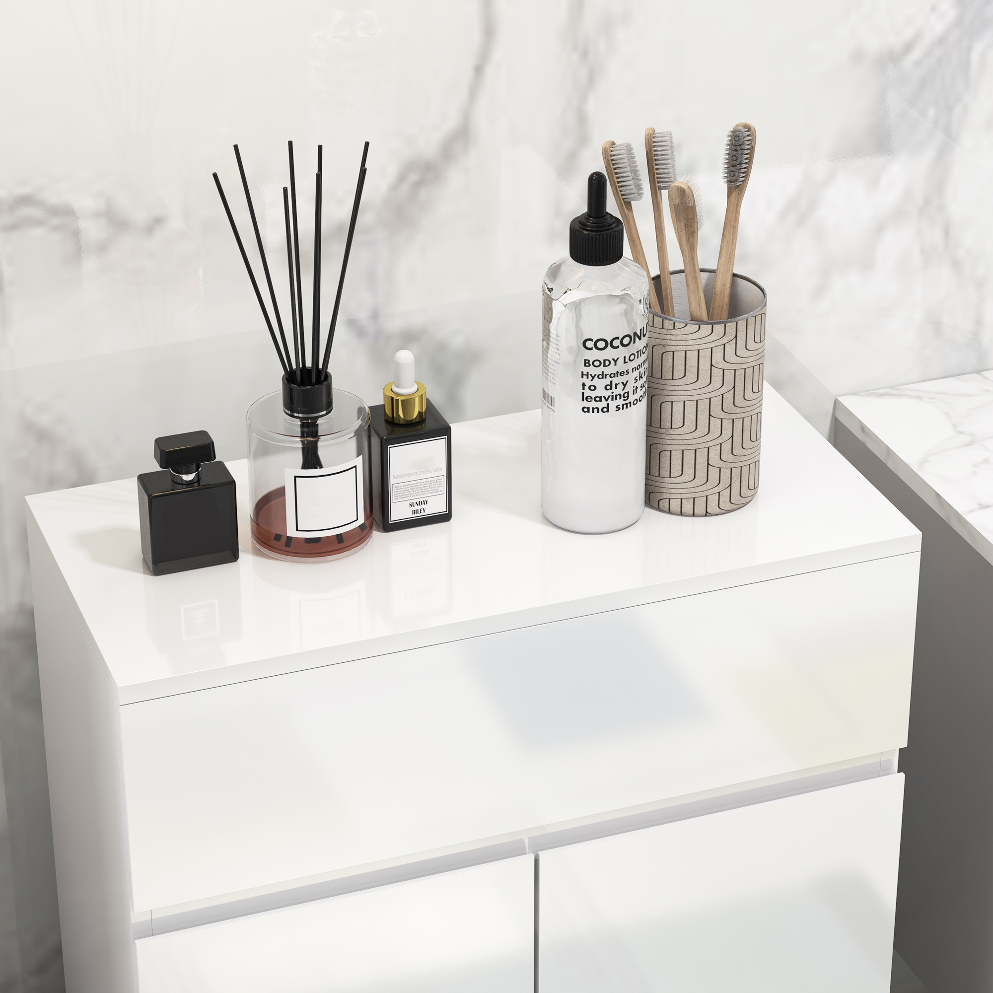 Independent Bathroom Cabinet, High Gloss Storage With Door And Adjustable — image 2