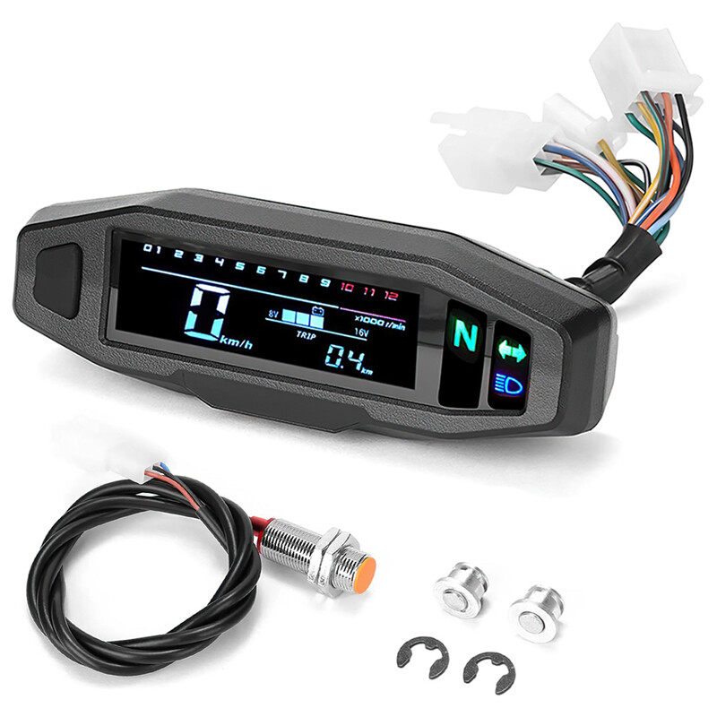 Universal Motorcycle LCD Digital Speedometer Odometer Tachometer Gauge Sensor UK — image 5