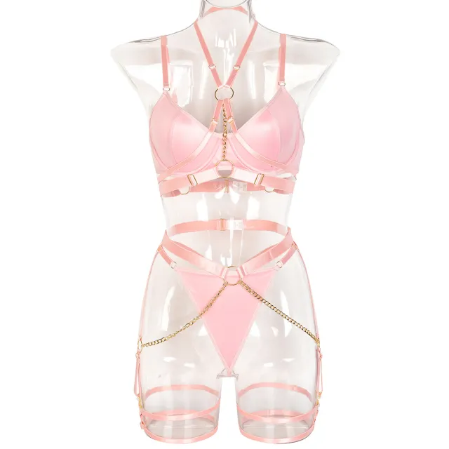 Comfortable Sexy Underwear Three Piece Set Pink - Shop at LoveMi