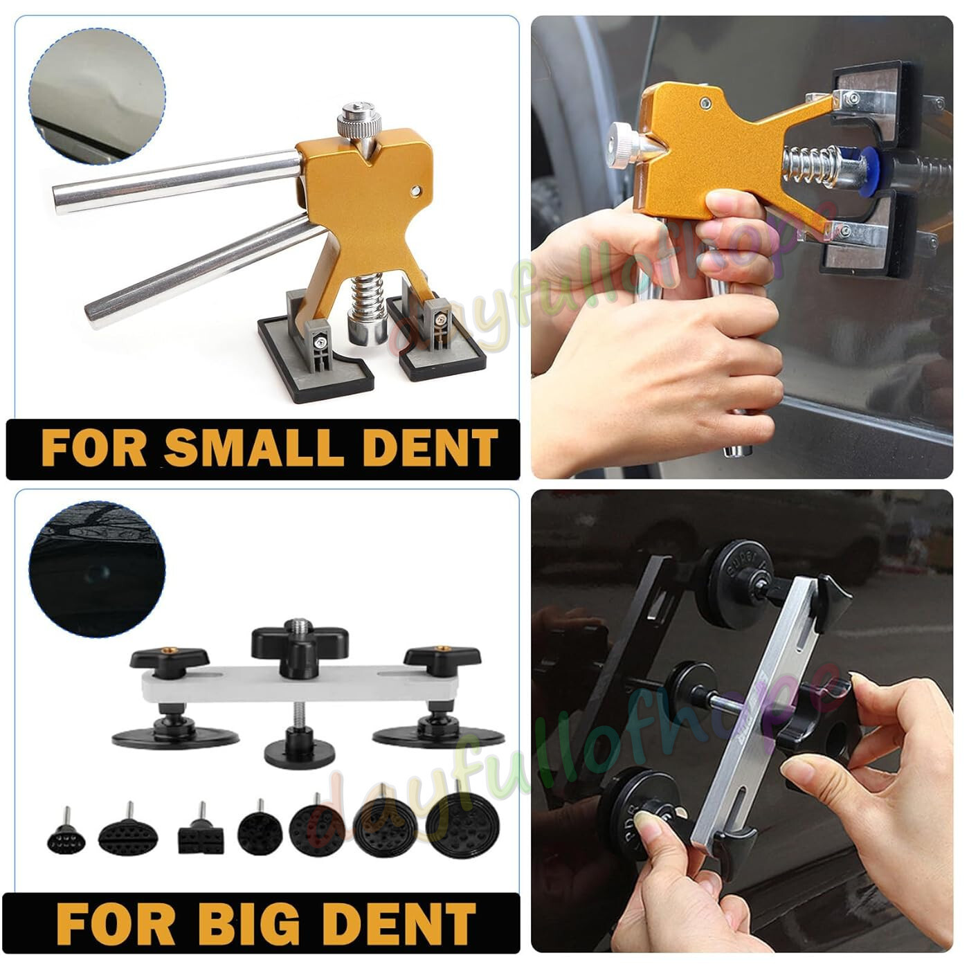 PDR Tools Car Paintless Kit Dent Puller Lifter Repair Removal Hail Tabs Glue Gun