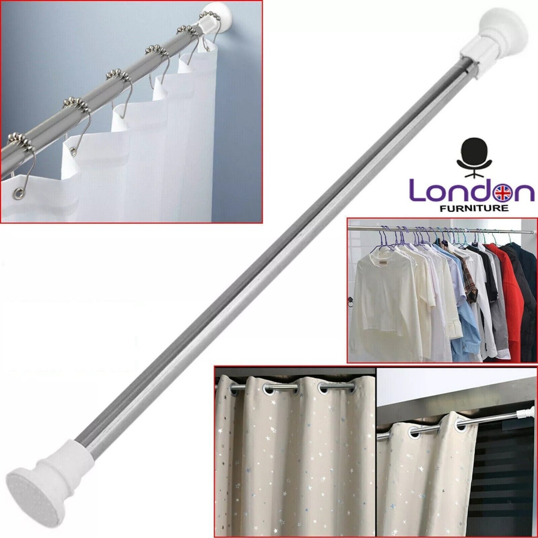 Heavy Duty Extendable Telescopic Shower Curtain Pole Rail Rod Bath Door — image 6