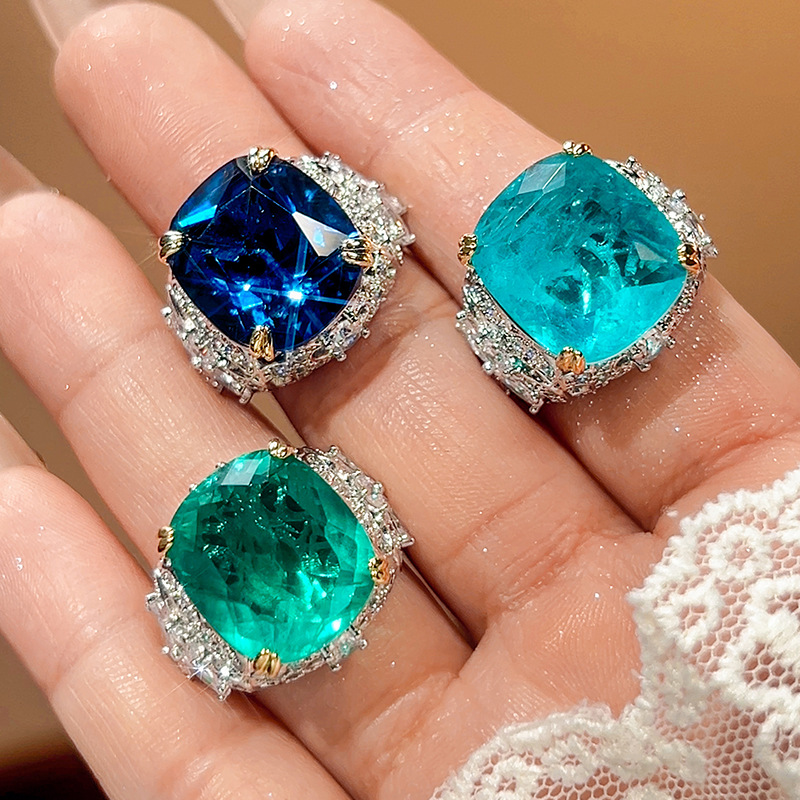 naiste zirkoni sõrmus simuleeritud safiiriga