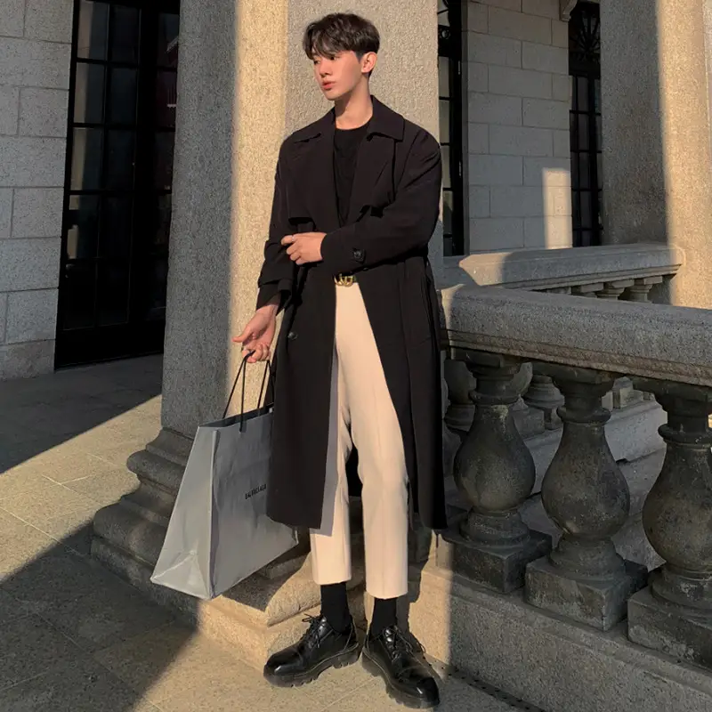 Men's Casual Mid-length Double-breasted Loose Coat