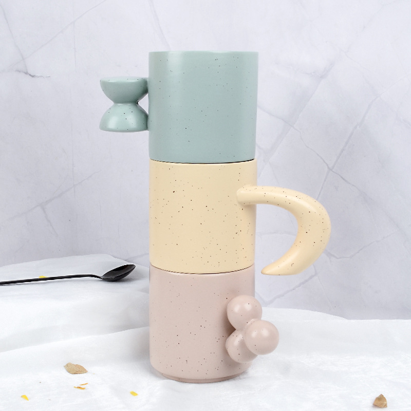 Title 4, Creative Ceramic Handle Stacked Mug