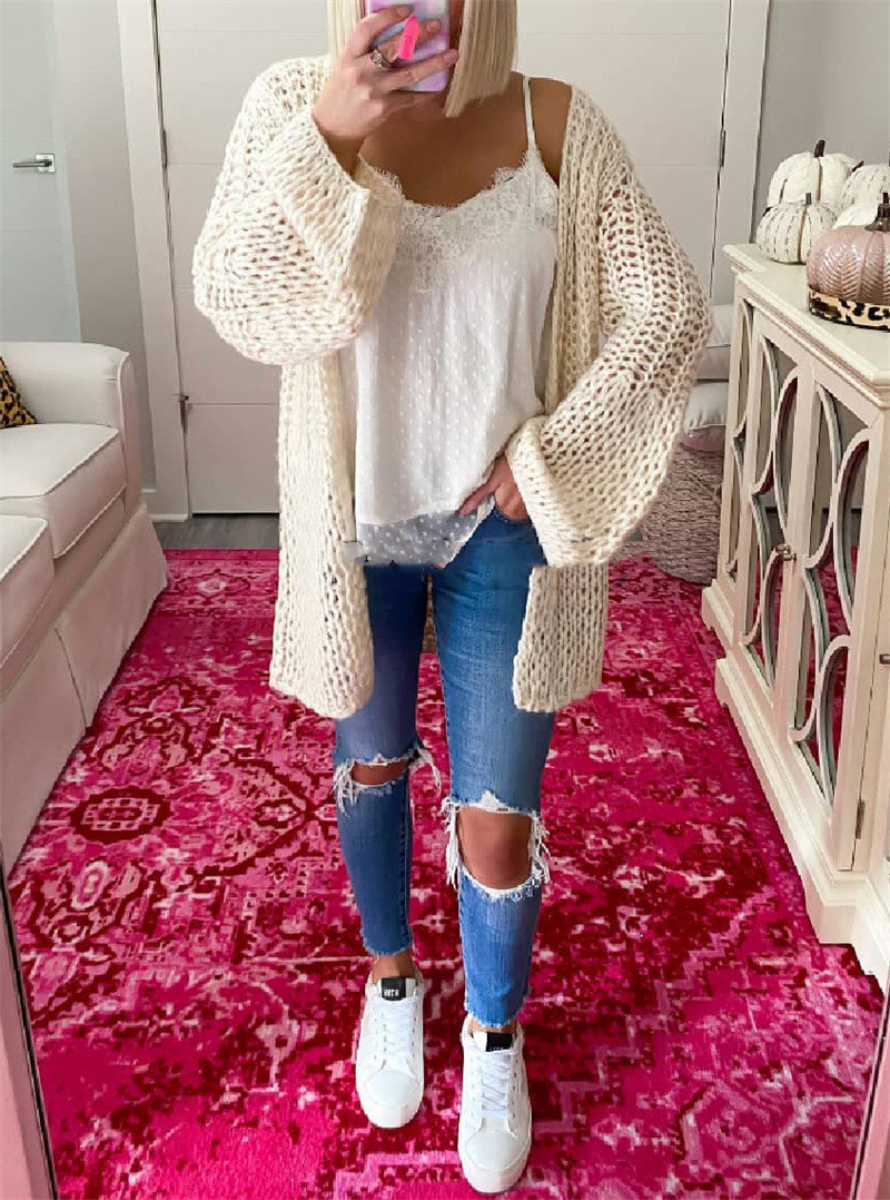 Women's Cardigan Flared Sleeve Knitted Sweater
