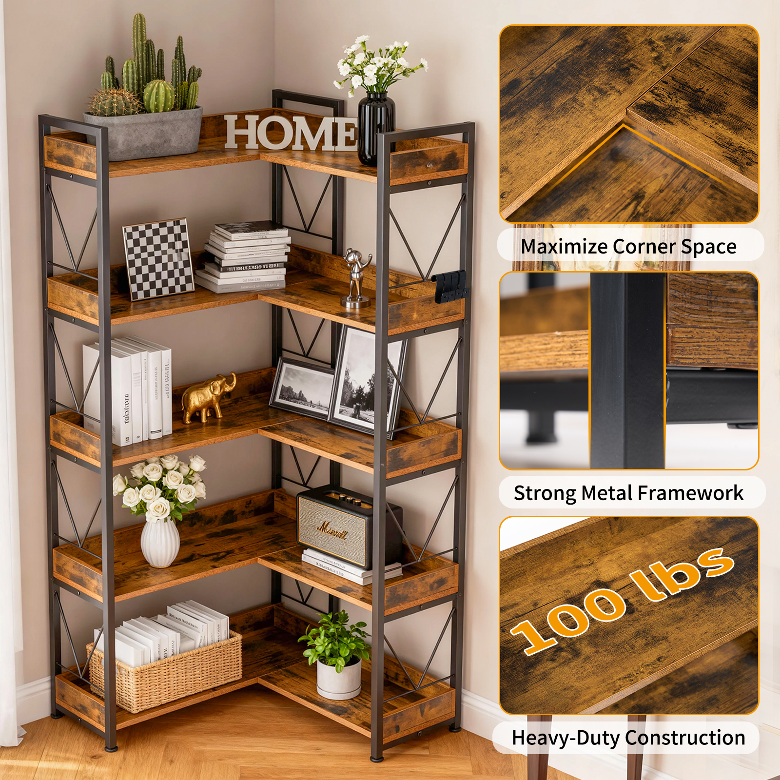 A 65-inch High L-shaped Bookshelf β photo 5