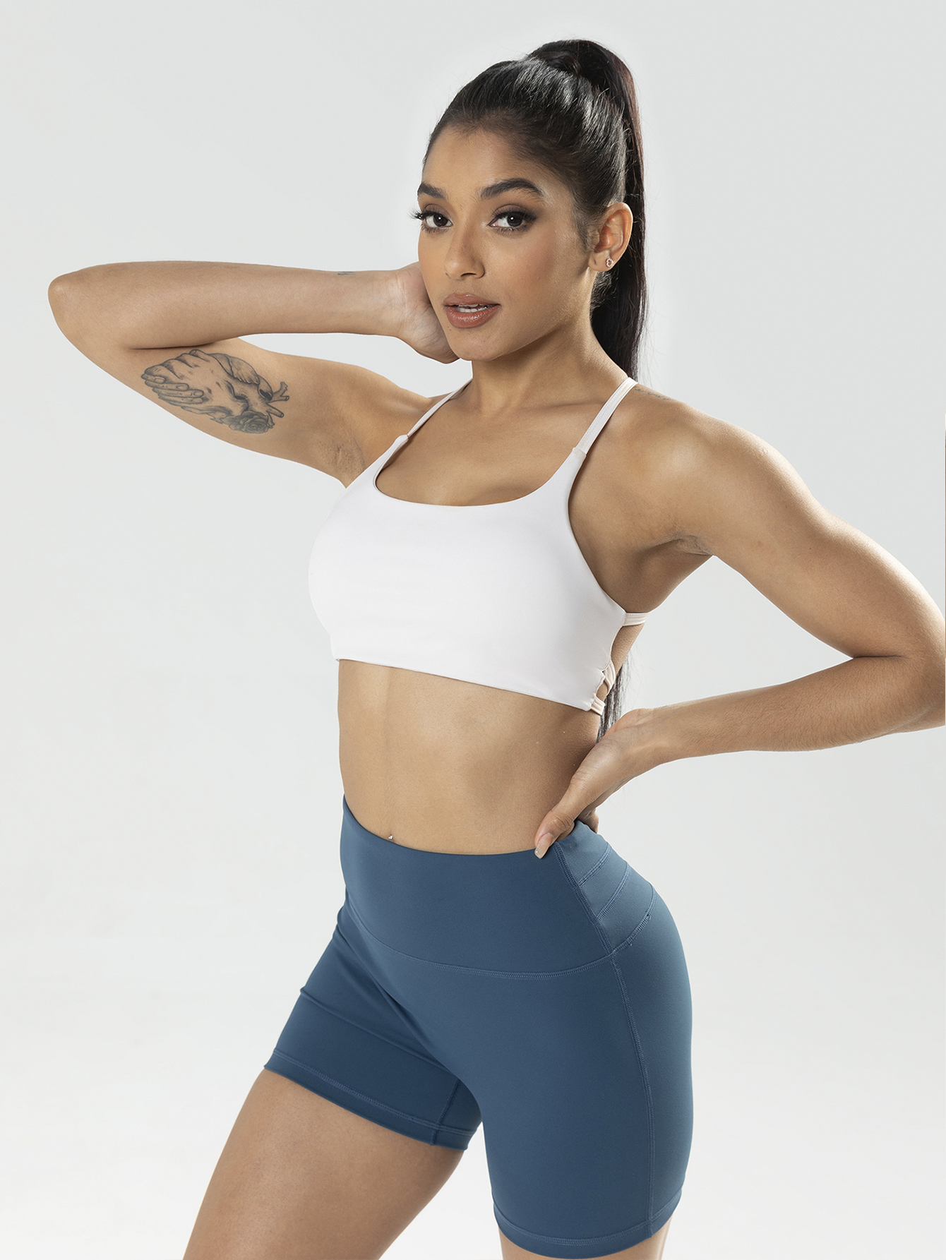 Women's Strappy Sports Bra - Criss Cross Back Padded Medium Support Wireless Gym - Picture 6 of 7