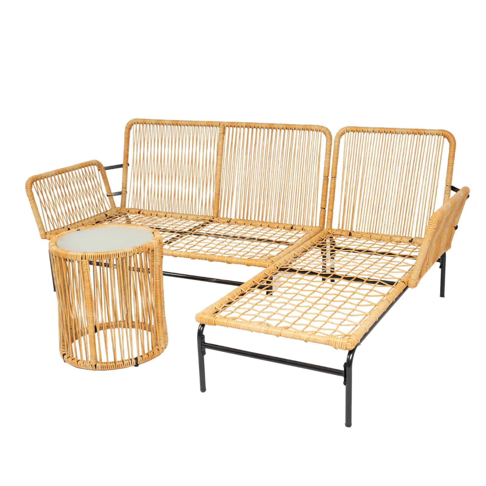 3-Pc Outdoor Patio Wicker Furniture Set Table Chairs With 3.15 Thick Cushion