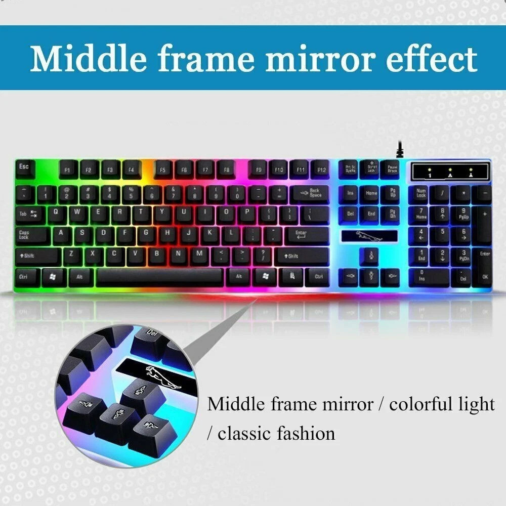 UK Gaming Keyboard And Mouse Set RGB LED USB For PC Laptop Xbox One PS4 PS 9