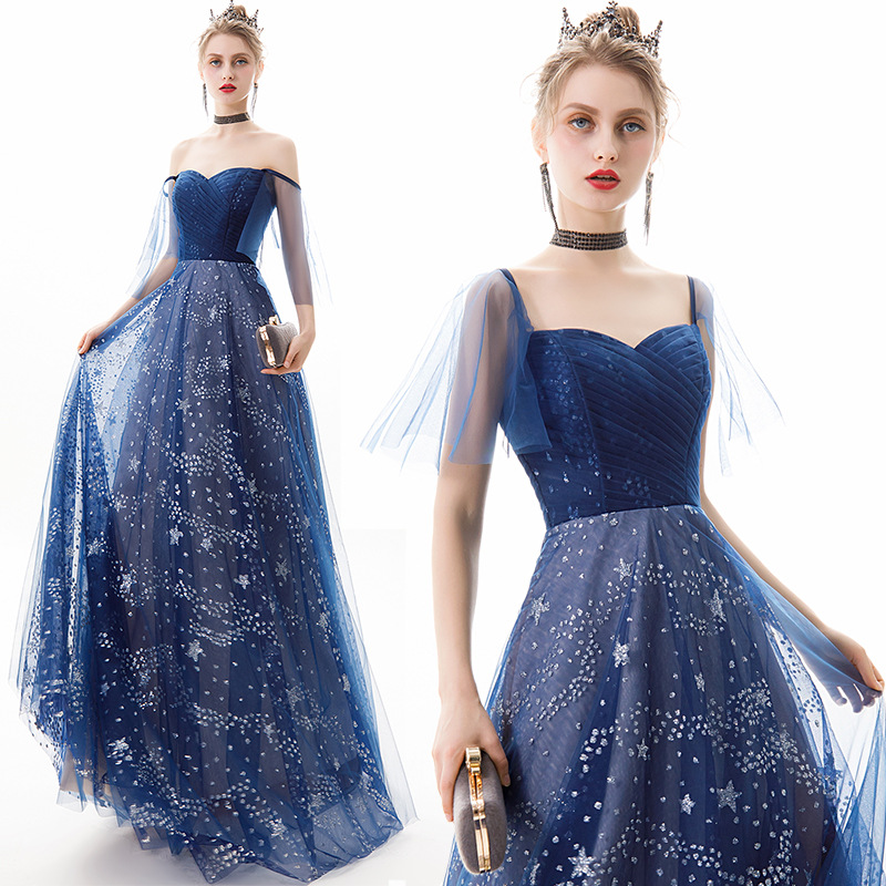 Title 4, Starry Sky Off-shoulder Evening Dress