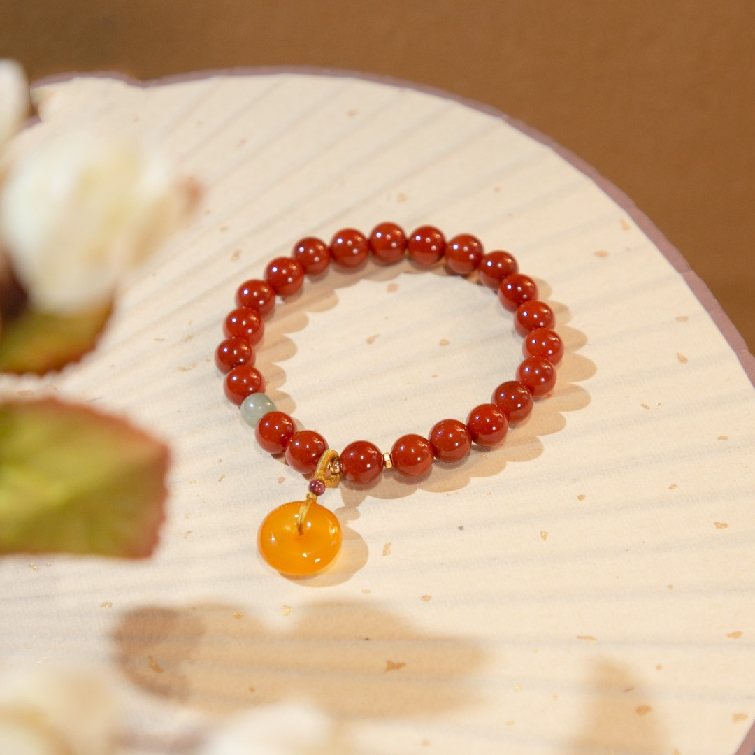 Single Circle Natural Agate String With Peace Clasp Bracelet
