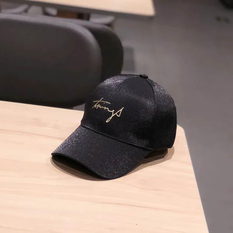 Embroidered Mercerized Couple Baseball Cap - Black
